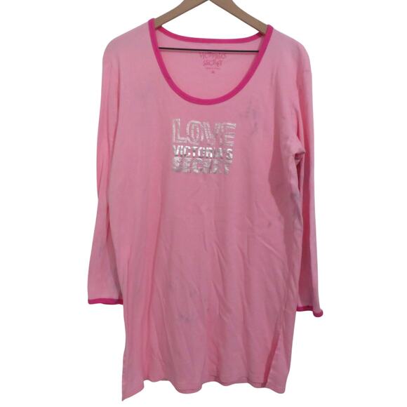 Victoria's Secret Womens Sz M Pink Long Sleeve Nightshirt Soft Comfortable Sleep - Picture 1 of 10